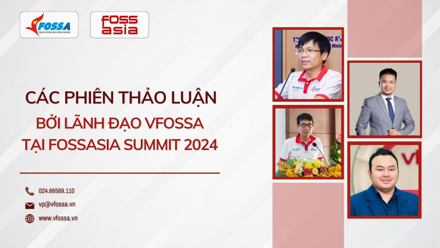 Các phiên thảo luận bởi lãnh đạo của VFOSSA tại FOSSASIA Summit 2024