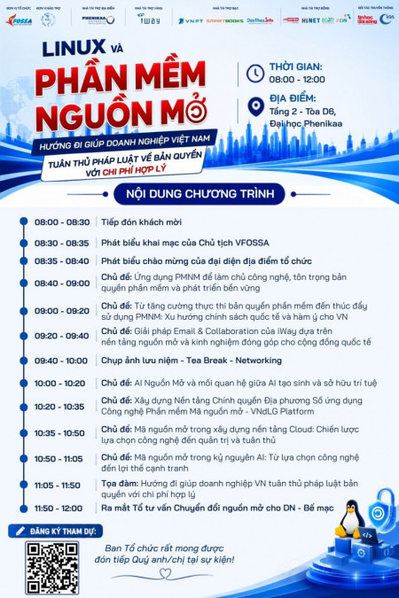 Công bố lịch trình dự kiến Hội thảo VFOSSA 2026: Cùng 7 Chuyên gia giải quyết bài toán bản quyền từ góc nhìn pháp lý, cung cấp và ứng dụng