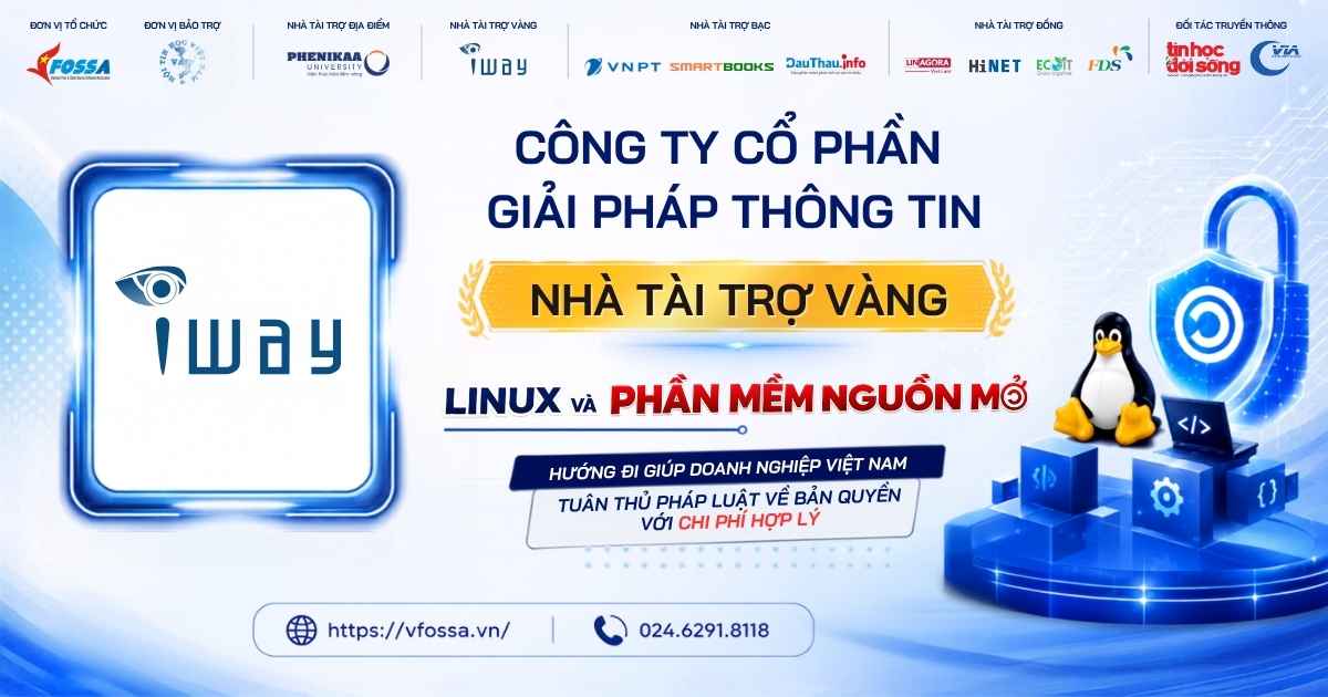 Công ty iWay đồng hành cùng sự kiện Linux & Phần mềm Nguồn mở với vai trò Nhà tài trợ Vàng