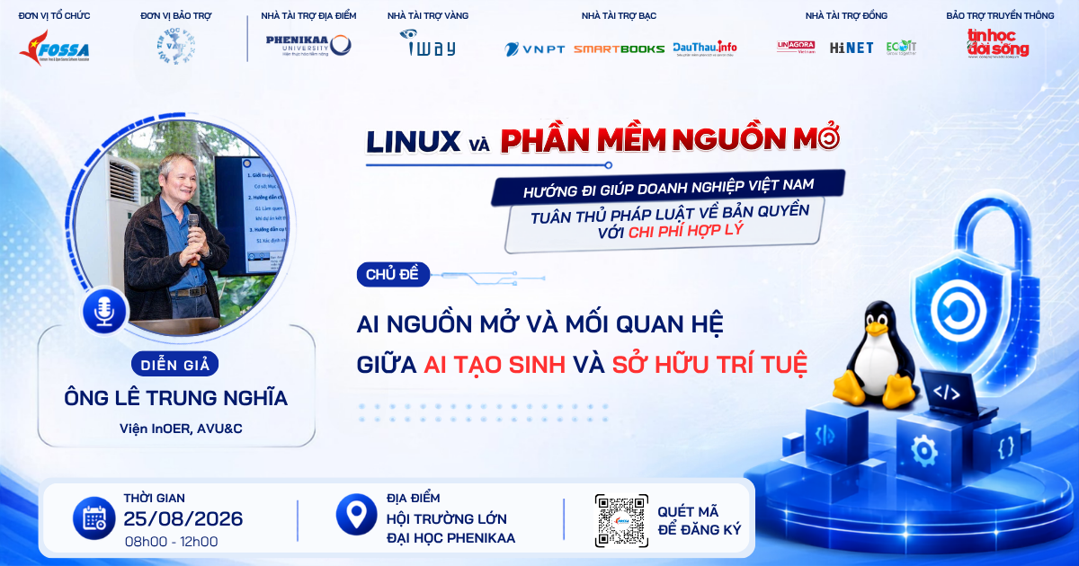KS. Lê Trung Nghĩa - Diễn giả Hội thảo VFOSSA 2026: Giải mã AI Nguồn mở & Mối quan hệ giữa AI tạo sinh với sở hữu trí tuệ