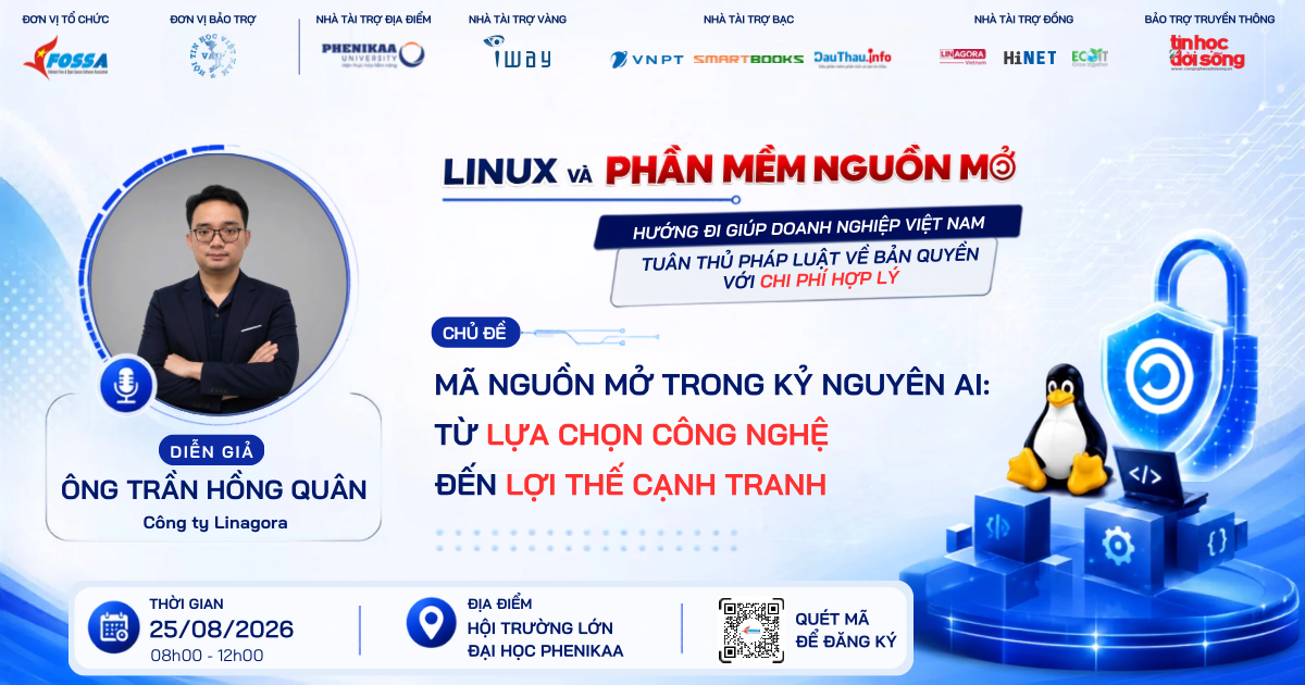 Kỹ sư Trần Hồng Quân (LINAGORA) - Diễn giả Hội thảo VFOSSA 2026: Mã nguồn mở trong kỷ nguyên AI - Từ lựa chọn công nghệ đến lợi thế cạnh tranh