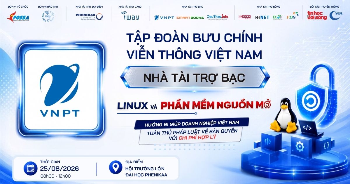 VNPT đồng hành cùng sự kiện Linux và Phần mềm nguồn mở với vai trò Nhà tài trợ Bạc
